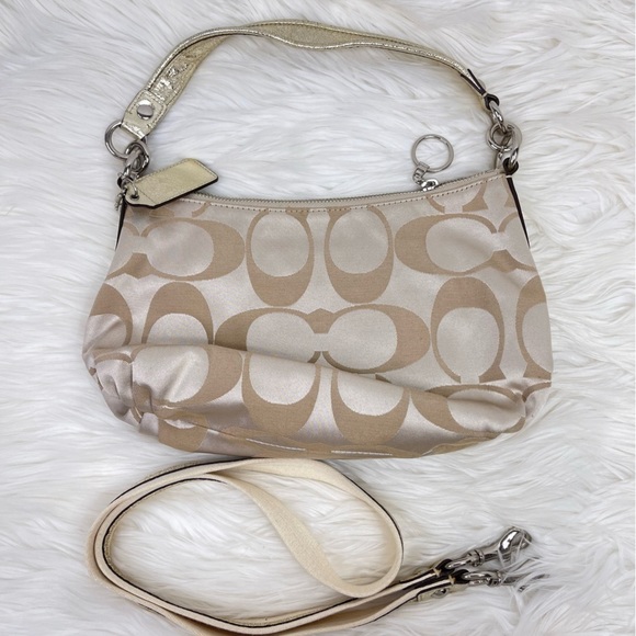 Coach Poppy Khaki & Gold Signature Crossbody - Picture 2 of 10